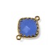 Brass Square Setting with Glass Stone 13x18 mm with 2 Rings