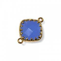 Monture Carrée en Laiton avec Pierre en Verre 13 x 18 mm et 2 Anneaux