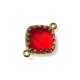 Brass Square Setting with Glass Stone 13x18 mm with 2 Rings