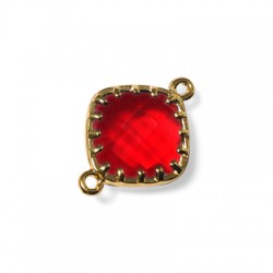 Monture Carrée en Laiton avec Pierre en Verre 13 x 18 mm et 2 Anneaux