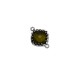 Brass Square Connector with Glass Stone 13x18mm