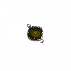 Connecteur Carré en Laiton avec Pierre en Verre 13 x 18 mm