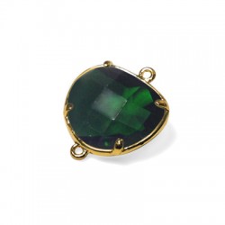 Monture Irrégulière en Laiton avec Pierre en Verre 15 x 16 mm avec 2 Anneaux
