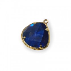 Charm en Laiton Irrégulier avec Pierre en Verre 15 x 18 mm