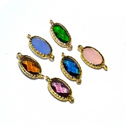 Brass Oval Setting with Crystal Stone 10x15mm with 2 Rings