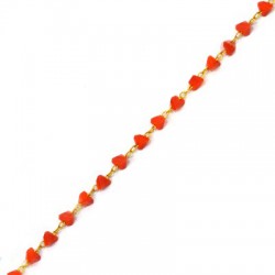 Catena  in Ottone a Rosario con Pietre Irregolari in Vetro 4mm