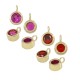 Brass Charm Round with Crystal 6mm