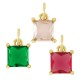 Brass Charm Square with Crystal 7mm