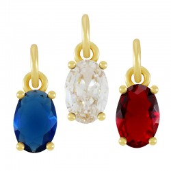 Breloque Ovale en Laiton avec Cristal 5 x 7 mm