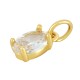 Brass Charm Oval with Crystal 5x7mm