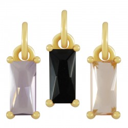 Breloque Rectangulaire en Laiton avec Cristal 5 x 9 mm