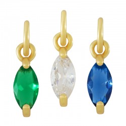 Breloque Ovale en Laiton avec Cristal 4 x 9 mm