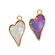 Brass Charm Setting with Glass Heart 11x16mm