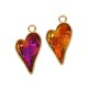 Brass Charm Setting with Glass Heart 11x16mm