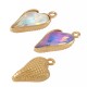 Brass Charm Setting with Glass Heart 11x16mm