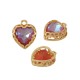 Brass Charm Setting with Glass Heart 12mm