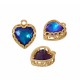 Brass Charm Setting with Glass Heart 12mm