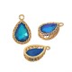 Brass Charm Setting with Glass Teardrop 13x16mm