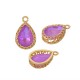 Brass Charm Setting with Glass Teardrop 13x16mm