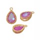 Charm en Laiton avec Pendentif en Verre en Forme de Larme 13 x 16 mm