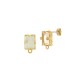 Brass Earring Rectangular with Glass Stone & Loop 6x8mm