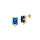 Brass Earring Rectangular with Glass Stone & Loop 6x8mm