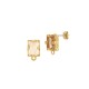 Brass Earring Rectangular with Glass Stone & Loop 6x8mm