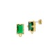 Brass Earring Rectangular with Glass Stone & Loop 6x8mm