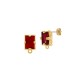 Brass Earring Rectangular with Glass Stone & Loop 6x8mm
