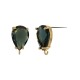 Brass Earring Teardrop with Glass Stone & Loop 11x14mm