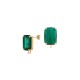 Brass Earring Rectangular with Glass Stone & Hoop 10x14mm