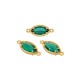Brass Connector Oval Nail Setting with Glass Stone 17x8.5mm