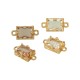 Brass Connector Rectangular Setting with Glass Stone 6x9mm