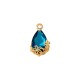 Brass Teardrop Setting with Flowers & Glass Stone 9x14mm