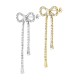 Brass Earring Bow with Crystals 25x29mm