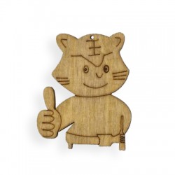 Pendentif en bois chat 47 mm