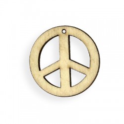 Pendentif en bois Signe de paix 35 mm