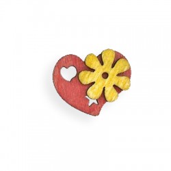 Ciondolo in Legno Cuore e Fiore 30 mm