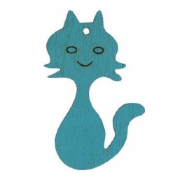 Pendentif chat en bois 44 x 29 mm