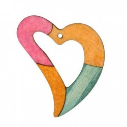 Pendentif en bois en Forme de cœur 47 x 44 mm