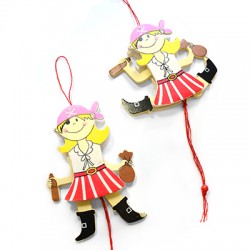 Wooden Girl Pirate 13x5cm