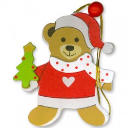 Ours en Peluche de Noël en bois 80 x 70 mm