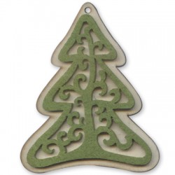 Sapin de Noël en bois et Feutre 100 x 85 mm