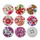 Bouton rond en bois avec Fleurs 15 mm