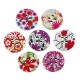 Bouton rond en bois avec Fleurs 15 mm