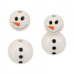 Perle de Noël en bois Bonhomme de Neige 16 mm 10 mm Ø~4 mm