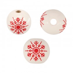 Perle de Noël en bois en Forme de Flocon de Neige 16 mm Ø~4 mm