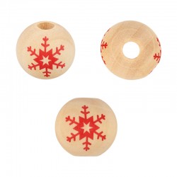 Perle de Noël en bois Naturelle en Forme de Flocon de Neige 16 mm Ø~4 mm