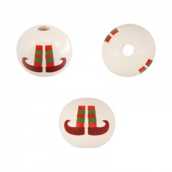 Perle de Noël en bois « Pieds D'Elfe » 20 mm Ø~4 mm