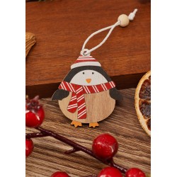 Pendentif de Noël en bois Pingouin Écharpe 50 x 54 Mm/2.2 mm